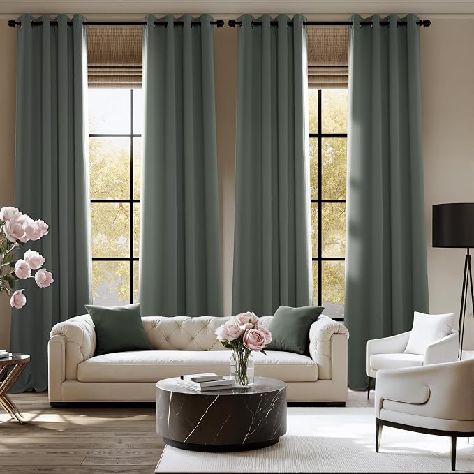 NICETOWN Room Darkening Draperies Curtains Panels, 2 Panels Dark Mallard W52 x - Image 2