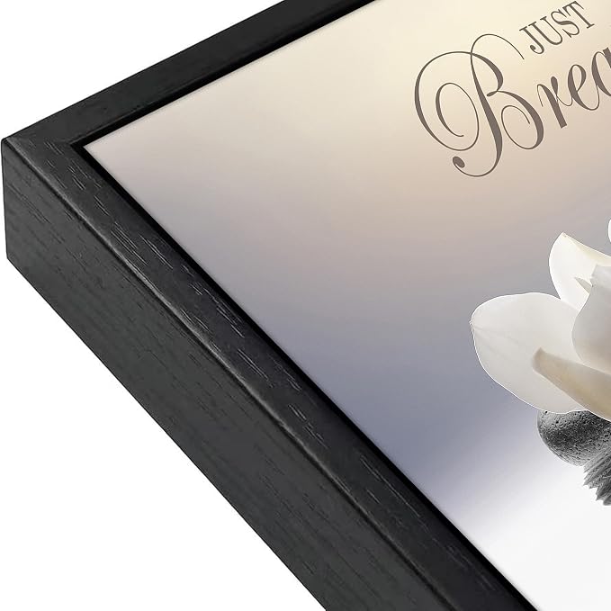 Floating Framed Zen Wall Art, Just Breathe Stone Poster Picture - Image 4