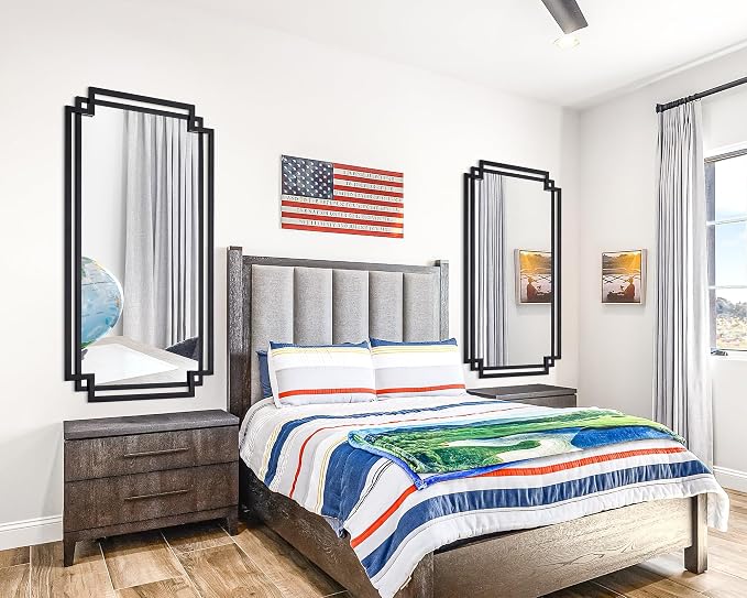 24" x 47" Large Black Mirror for Wall Decor, Elegant Living Room Mirror - Image 5