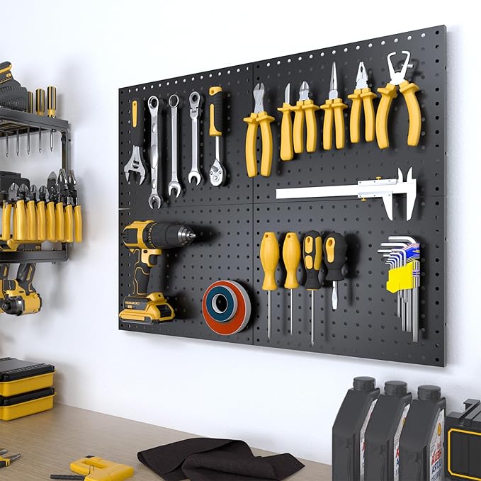 Spampur Peg Board, 4 Pack Metal Pegboard Panels Black Pegboards Wall Organizer - Image 2