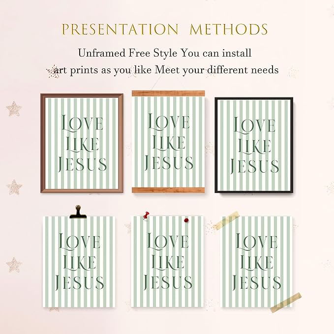 LARTSFRO Coquette Green Bow Jesus Wall Art Decor Posters, Olive Green Bow - Image 4