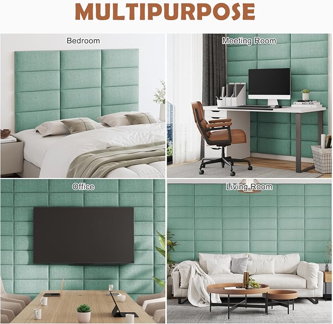 IFNOW Upholstered Wall Mounted Headboard, 3D Soundproof Wall Panels Peel and - Image 5