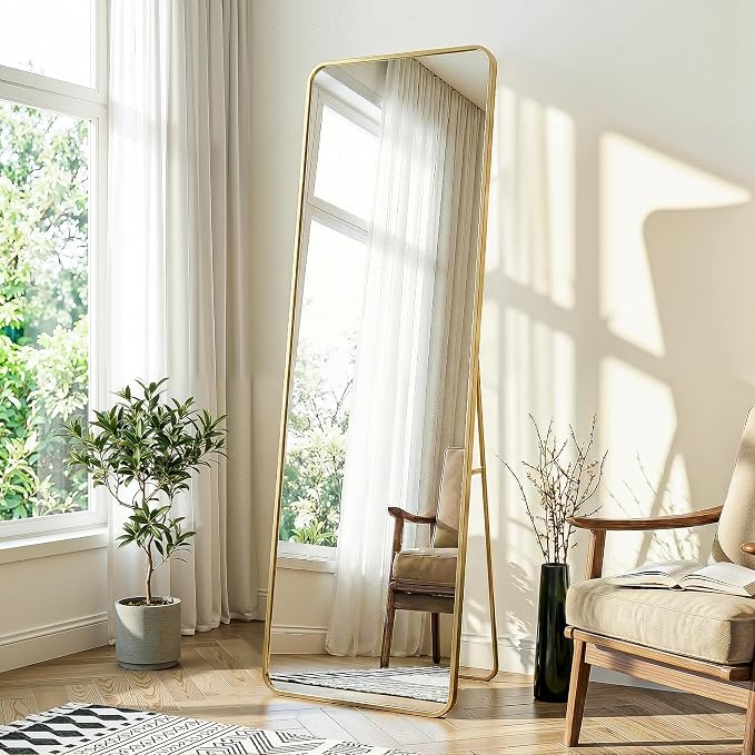 Delma Full Length Mirror, Wall Mounted, Freestanding or Leaning, Rounded by Delma