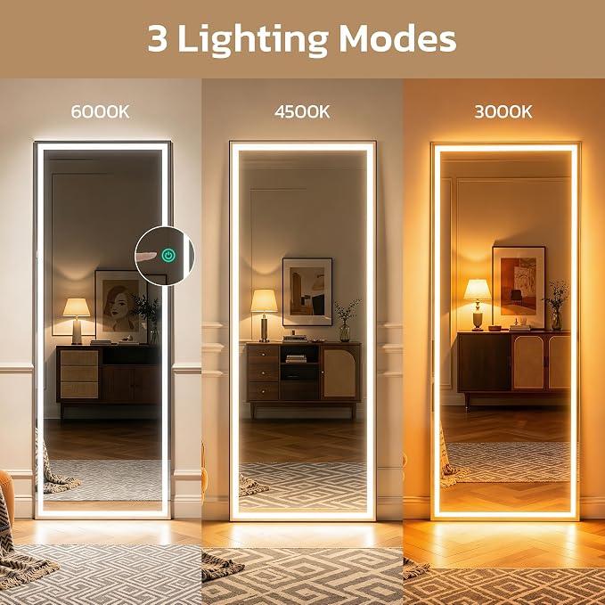 Full Length Mirror with Lights, Full Body Dressing Standing Mirrors with - Image 3
