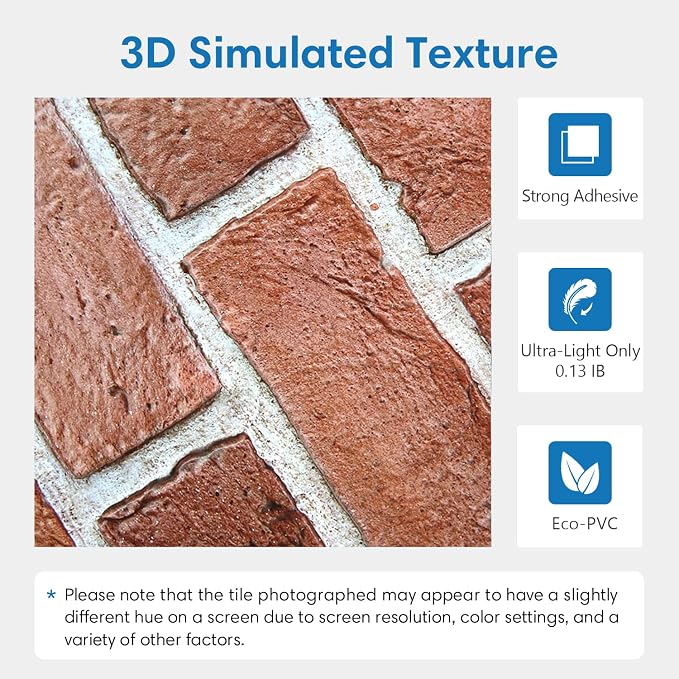 COMSTICKC 3D Faux Brick Wall Panel Peel and Stick, Not Real Brick, Ultra-Light - Image 4