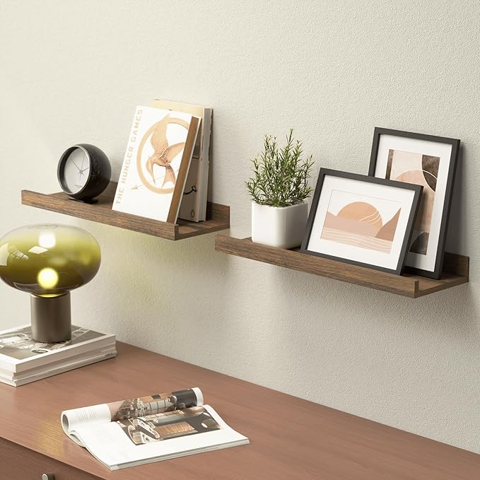 Boswillon Floating Shelves for Wall, Wall Mounted Shelves Set of 2, Rustic - Image 2
