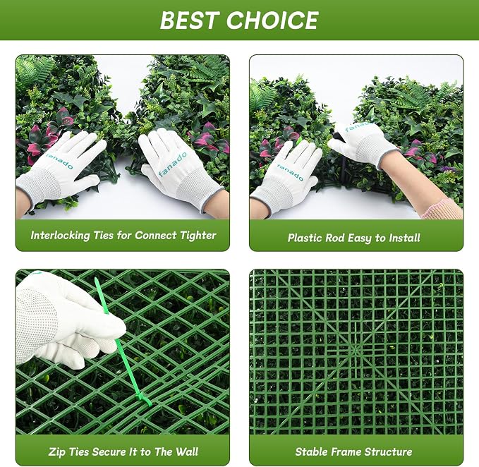 fanado Grass Wall Panels 20"x20", Artificial Hedge Greenery Wall Backdrop - Image 4