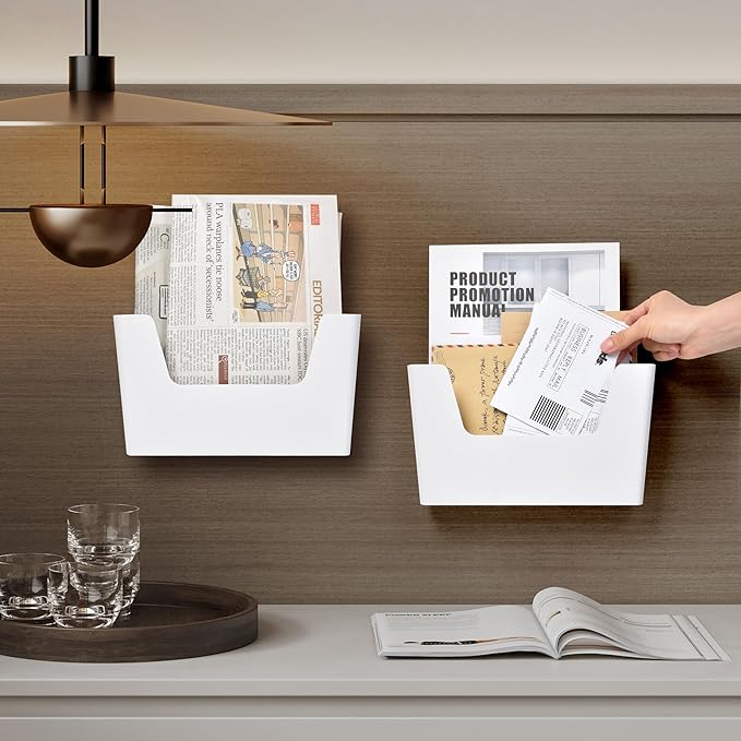 YOHOM Adhesive File Holder Plastic Document Folder Door No Drilling Mount Mail - Image 4