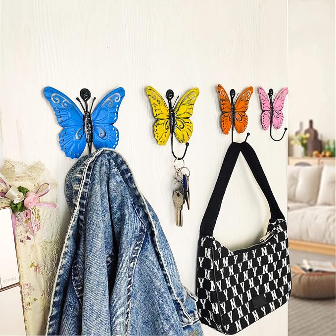 4 Pcs Butterfly Coat Hooks, Towel Wall Hooks Hanging, Room Wall Decoration - Image 3