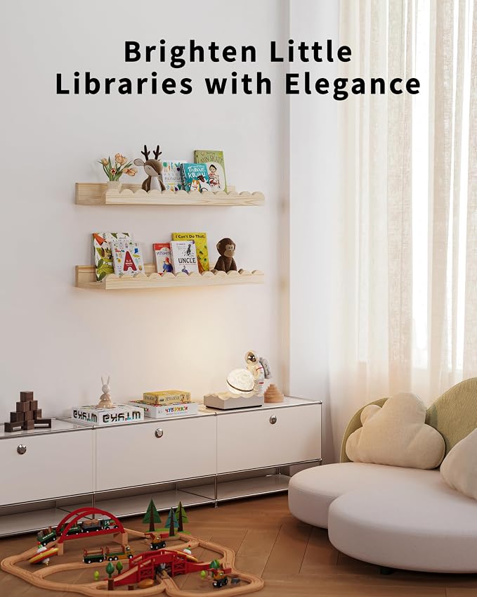 Shario Nursery Book Shelves, Scalloped Shelves, Wall Book Shelves - Image 5