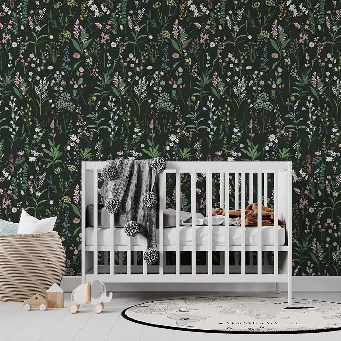 JiffDiff Floral Wallpaper Peel and Stick Farm Floral 472" x 17.3" Wildwood Wall - Image 3
