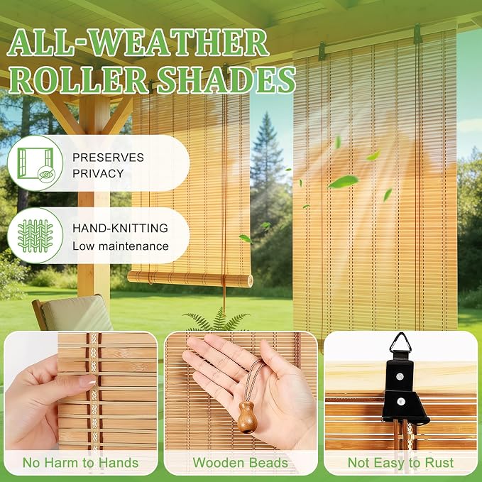 Bamboo Blinds 28x48 inch Bamboo Roman Shades - Image 2