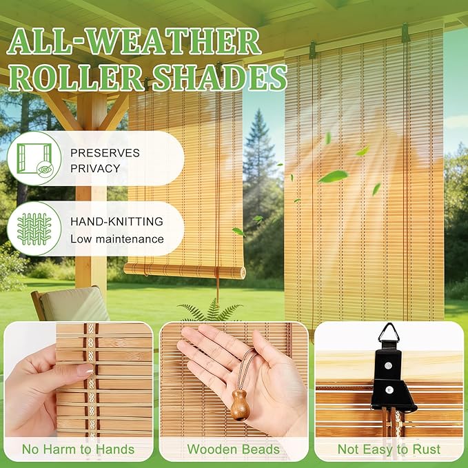 Bamboo Blinds 54x48 inch Bamboo Roman Shades - Image 2