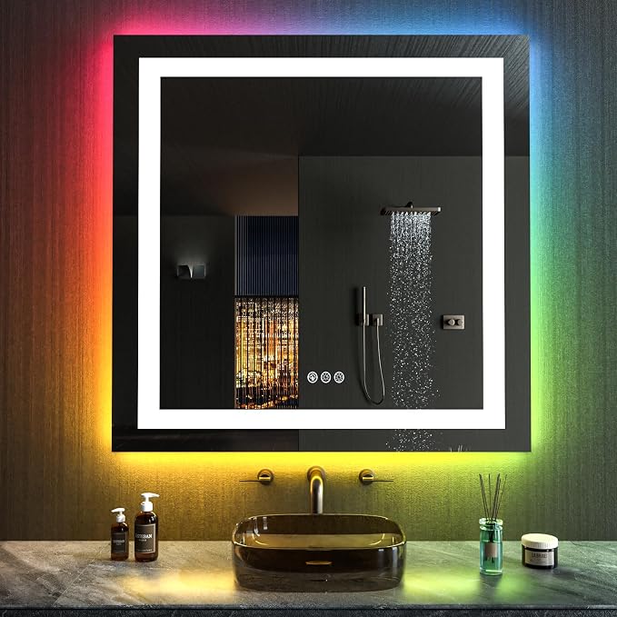 LOAAO 38"X38" LED Bathroom Mirror - Image 3