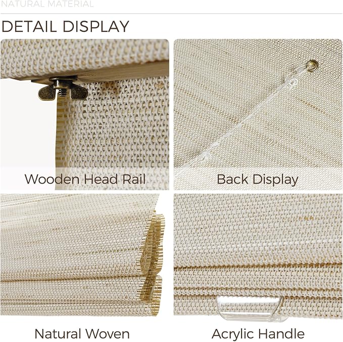 TWOPAGES Woven Bamboo Cordless Roman Shades, Custom No Drill or Motorized Blinds - Image 6