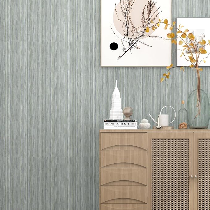 Blue Grasscloth Wallpaper Peel and Stick Fabric Linen Textured 24"x394" Classic - Image 6