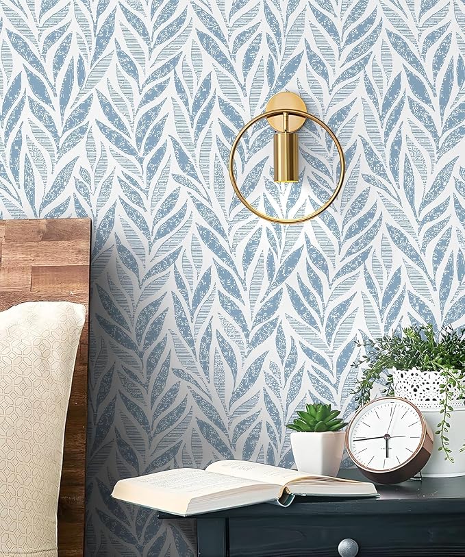 Safiyya 787"x17.3" Blue Peel and Stick Wallpaper Boho Contact Paper Modern - Image 2
