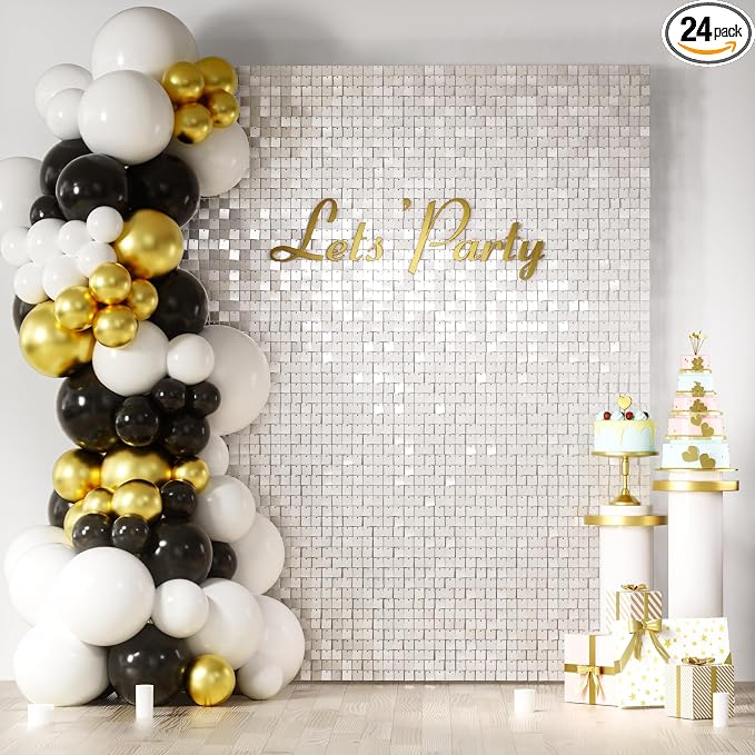 COKAOBE Mirror White Shimmer Wall Backdrop, Photo Backdrops by COKAOBE