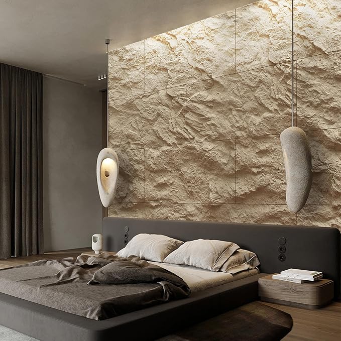 KASARO 3D Faux Stone Wall Panels, Cement Texture Thicker Accent - Image 2