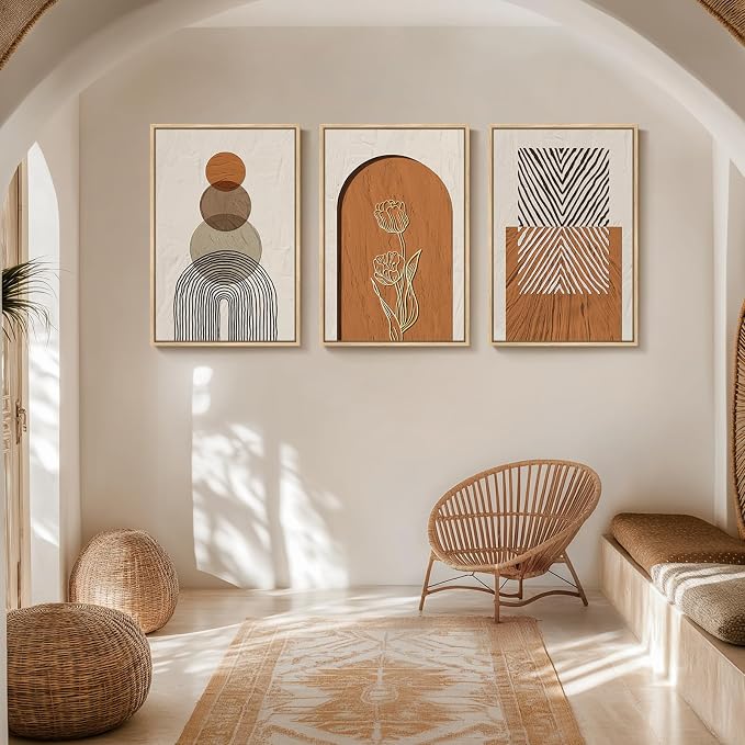 Large Framed Boho Abstract Wall Art - Image 3