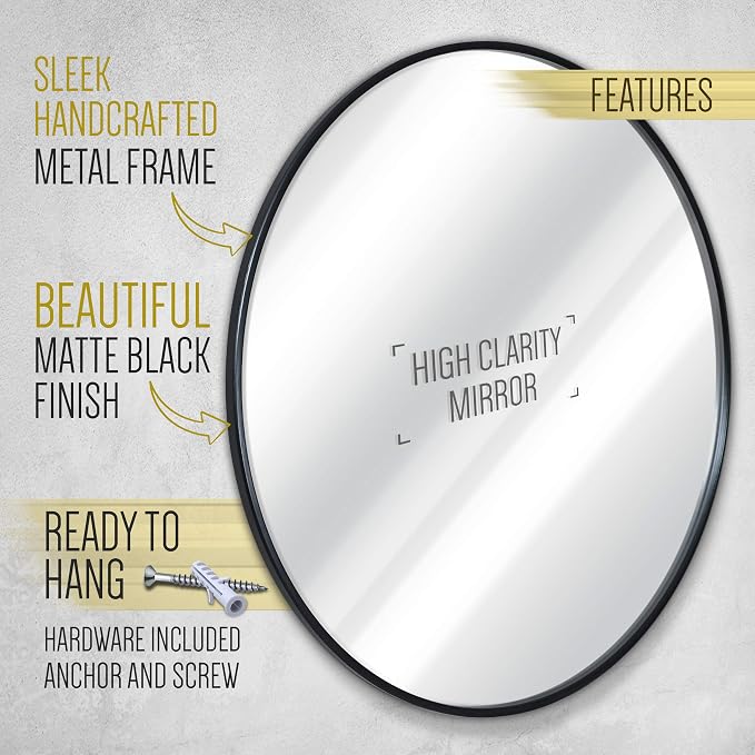 HBCY Creations Round Mirror, Living Room and More, Modern Minimalist Mirror - Image 5