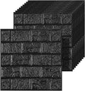 40 PCS 3D Wall Panels Peel and Stick Faux Foam 11.8"*11.8" Black Brick Wallpaper by Umedol
