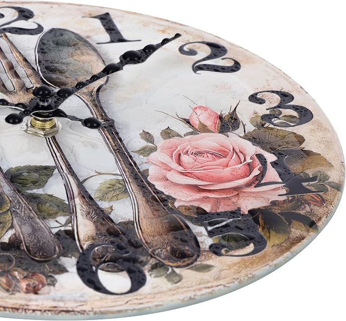 Kitchen Wall Clock, Vintage Floral Wall Clocks - Image 4