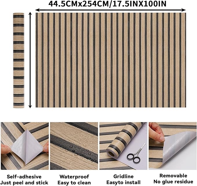 Brown Wood Slat Peel and Stick Wallpaper - Image 2