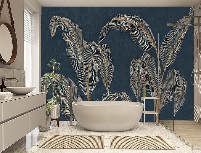 XMPMBM-Modernity Simple Abstraction Banana Leaf Fabric Wallpaper Dark Leaf - Image 2