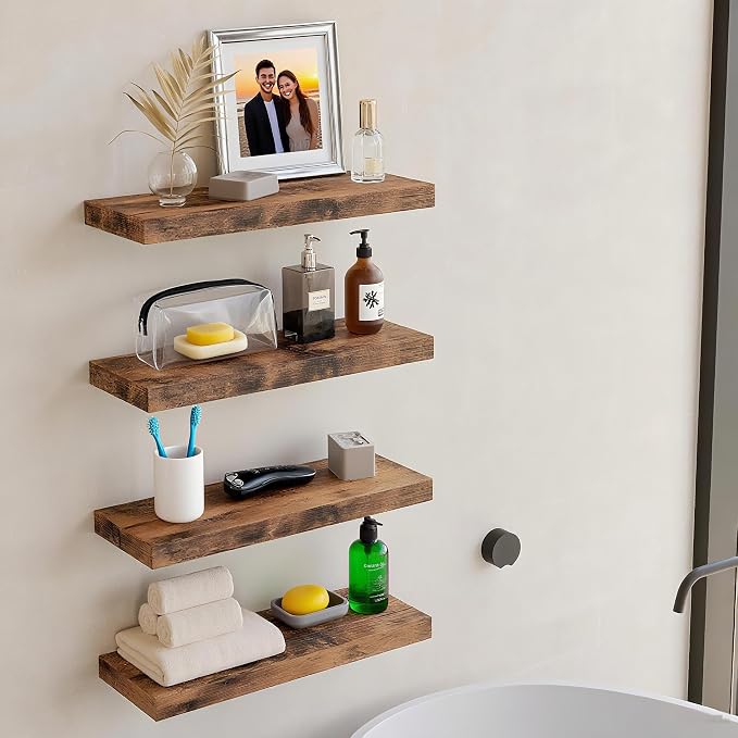 Vervida® Rustic Brown Floating Shelves - Image 2