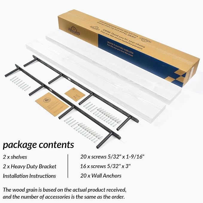 60 inch White Floating Shelves for Wall 8 -inch deep Set of 2, Heavy Duty Solid - Image 7