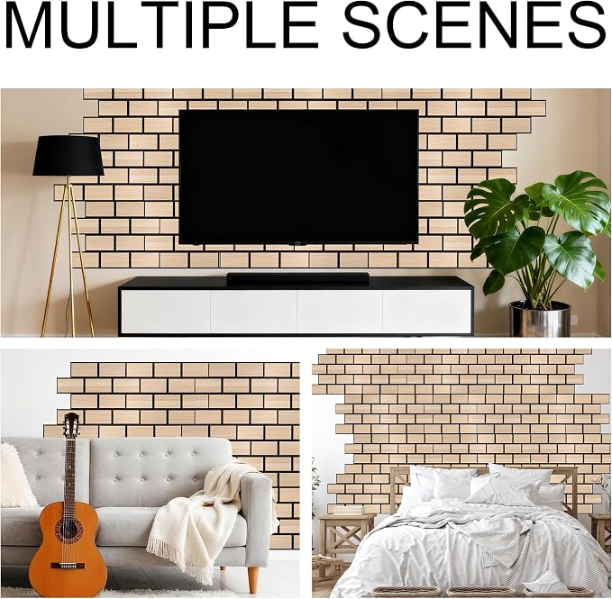 WoveN SounD Brick Acoustic Wall Panels, 16 Pack 16x12 Inch, PVC Wood Grain - Image 5