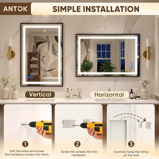 Antok 60X36 LED Bathroom Mirror - Image 8