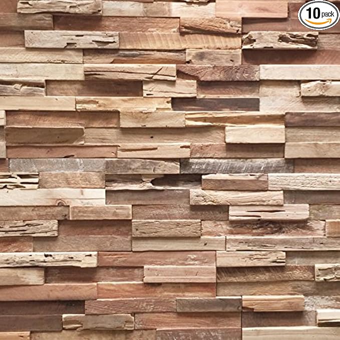 Wall!Supply 3D Wall Panels – Reclaimed Rustic Asian Teak Wood – Home Decor by WallSupply