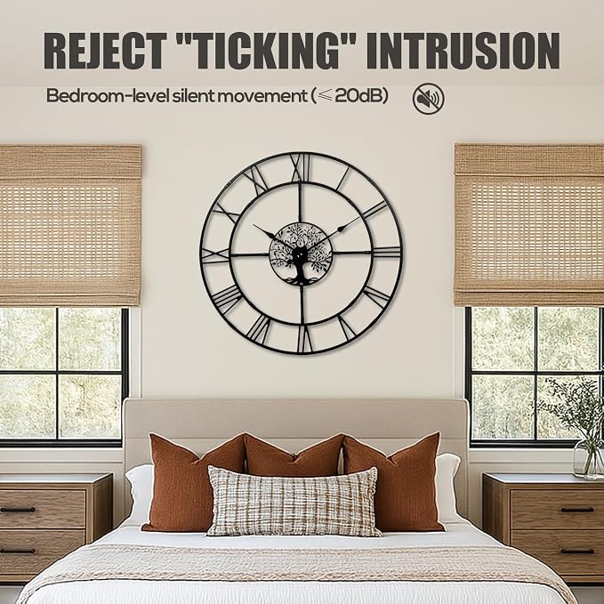 40 Inch Large Wall Clock for Living Room – Black Metal Clock - Image 6