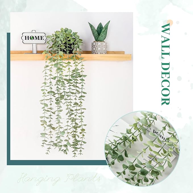 Der Rose 1Pcs Fake Plants Hanging Artificial Potted Faux Eucalyptus Plants - Image 7