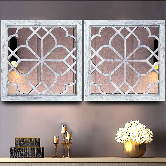 Wocred 2 PCS Square Wall Mirror, Gorgeous Rustic Farmhouse Accent Mirror - Image 6