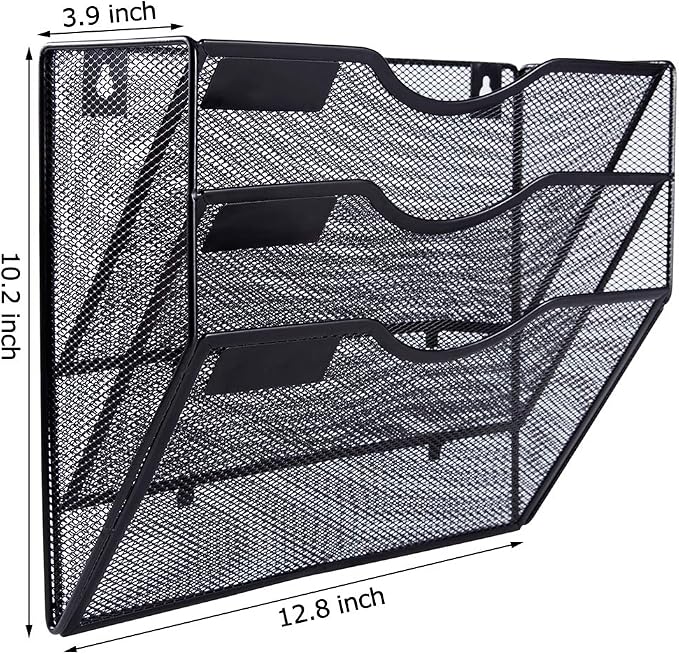EASEPRES 3 Pocket Mesh Hanging Wall File Organizer, Wall Mounted Mail Paper - Image 2