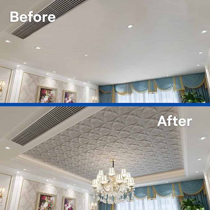 Art3d 12-Pack PVC Drop Ceiling Tiles, 2ft x 2ft, Floral Style - Image 6