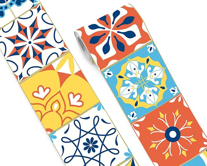 FLFK Wallpaper Border Tile Stickers Peel and Stick Wall Border by FLFK