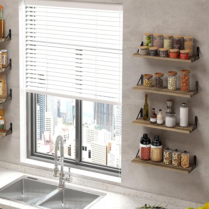 Fixwal Shelves for Room Wall, Width 4.7in Rustic Wood Wall Storage, Floating - Image 5