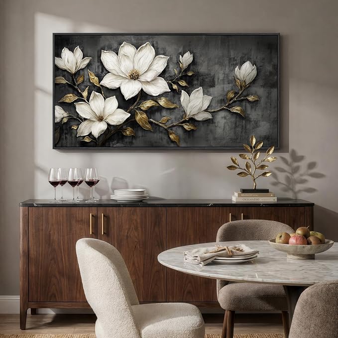 Large Framed Black and White Botanical Wall Art - Image 5