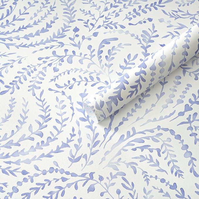 Heroad Peel and Stick Wallpaper Boho Blue Contact Paper Modern Botanical Wall by HeroadBrand