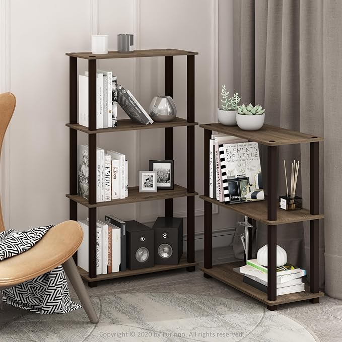 Furinno TURN-S-TUBE Storage Shelves, 3-Tier Book Shelf, Corner Shelf, Toolless - Image 2