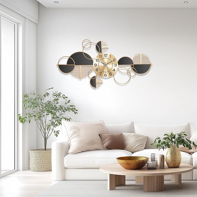 Large Wall Clock, Modern Silent Non-Ticking Metal Wall Art Wall Clocks Battery - Image 5