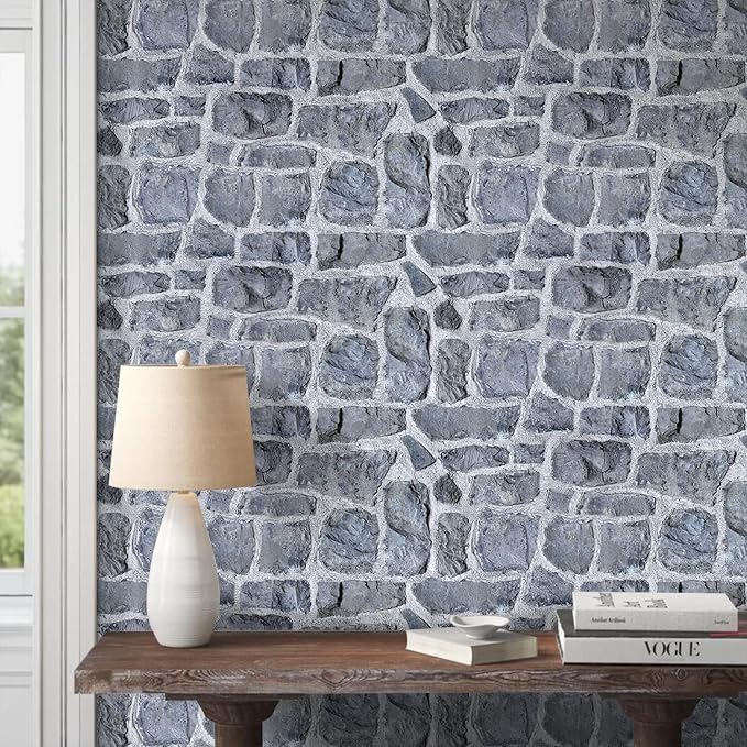 COMSTICKC 3D Gray Stone Wall Panel Peel and Stick, DIY Lightweight PVC Stone - Image 2