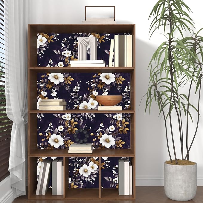 Vintage Floral Wallpaper Peel and Stick Purple White Flowers Contact Paper - Image 5
