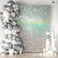 COKAOBE Iridescent Silver Shimmer Wall Backdrop, 24 Panels Square Sequin by COKAOBE