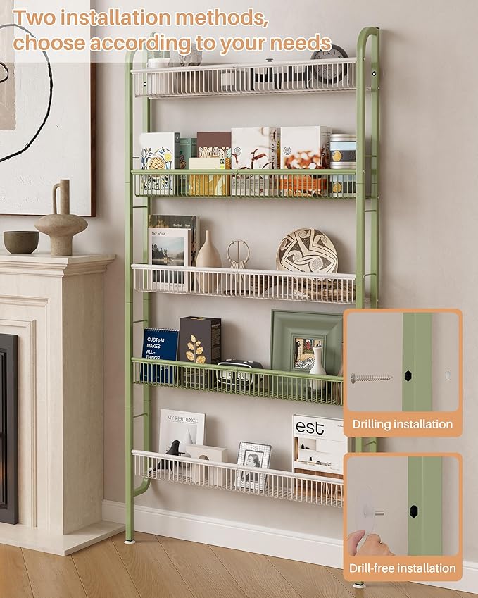 UMDONX Behind The Door Bathroom Shelf Narrow 5-Tier, Space-Saving Slim Storage - Image 4
