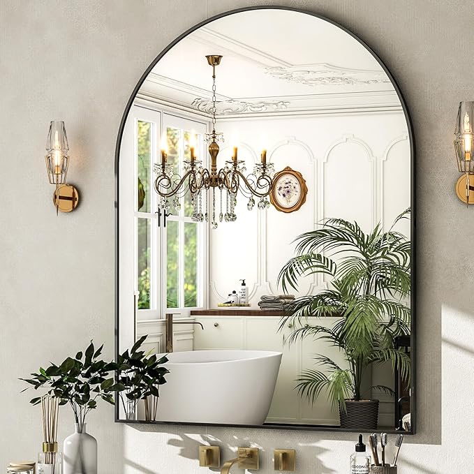 HARRITPURE Arched Wall Mirror – 30"x40" Arch Bathroom Mirror Metal Frame Vanity by HARRITPUREHome